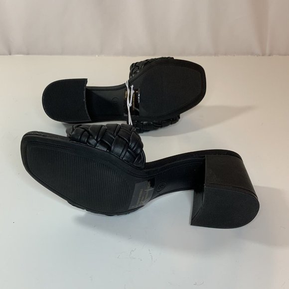 A New Day Womens Dorothy Slide Sandals Black Wedge Basketweave - Picture 8 of 10
